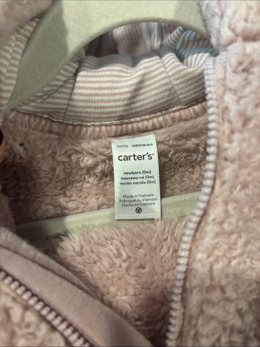 Carter's Light Pink Sherpa Baby Footed One-Piece